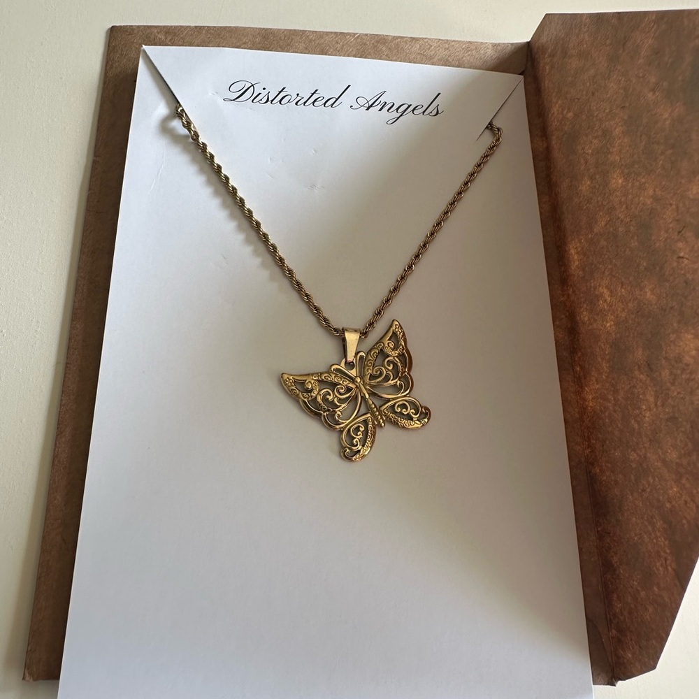 Gold Butterfly Pendant Necklace